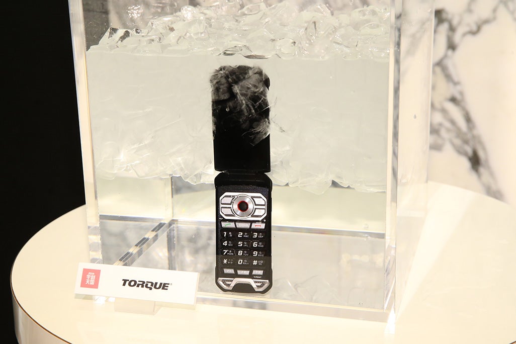 水槽で氷漬けされた状態で展示されたTORQUE X01