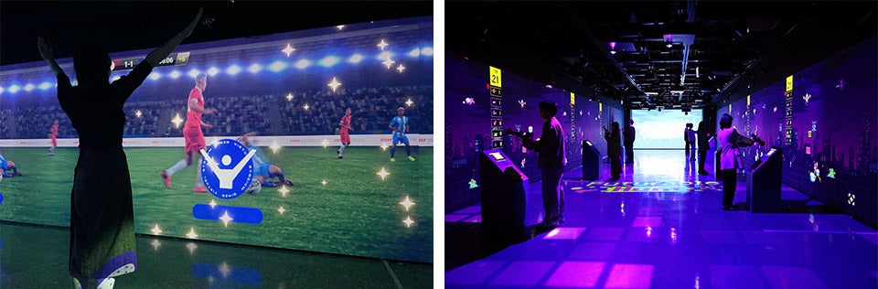 左：「GINZA STADIUM TOUR 2030」、右：「PLAY! FUTURABLE＃ジブンで未来を変えるゲーセン」 ※これらのイベントは終了しています。