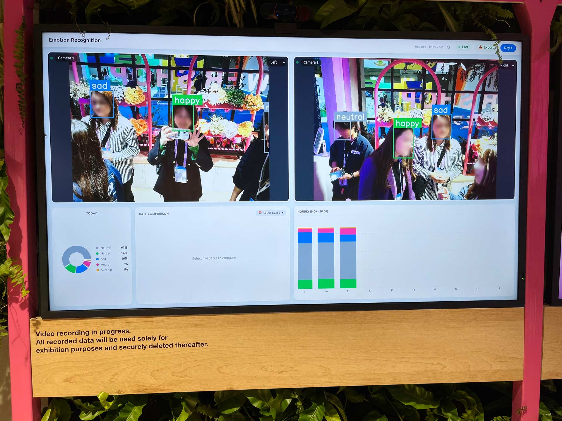 来場者の反応を分析するデモの様子