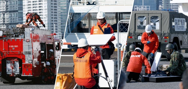 Starlink衛星と直接通信も 自衛隊・消防局らと連携したKDDIの災害対策訓練